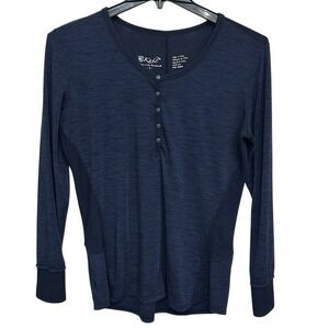 Kuhl Shirt Women's Blue Long Sleeve Scoop Neck Henley Shirt 5 Buttons Size Large